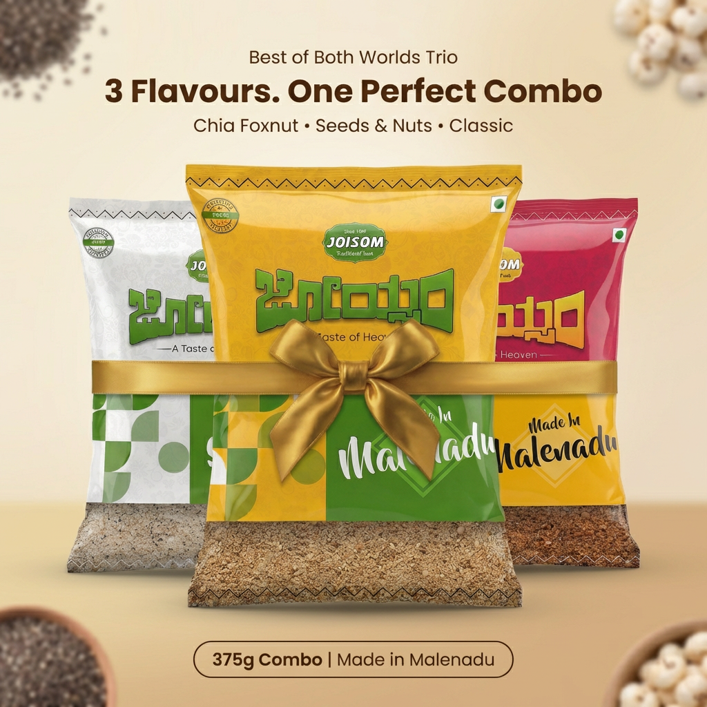 Amaranth Chia Foxnut + Seeds Nuts + Classic Chutney Powder Combo | Joisom | 3 Pack (375g)