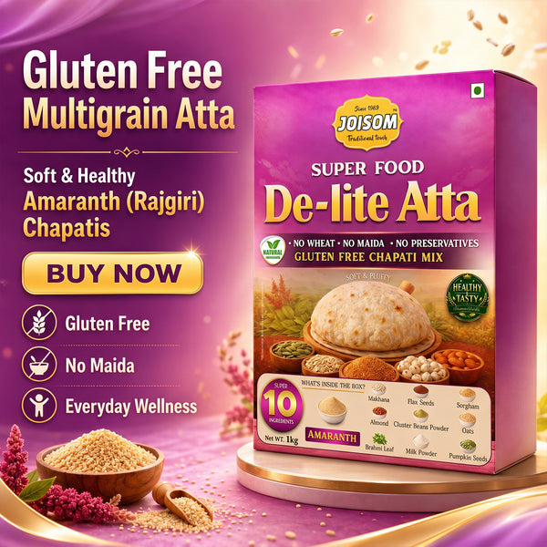 Joisom De-Lite Atta — Feel Light Every Day | Rajgiri Multigrain Flour for Fitness & Diet-Conscious