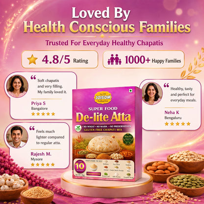Joisom De-Lite Atta — Feel Light Every Day | Rajgiri Multigrain Flour for Fitness & Diet-Conscious