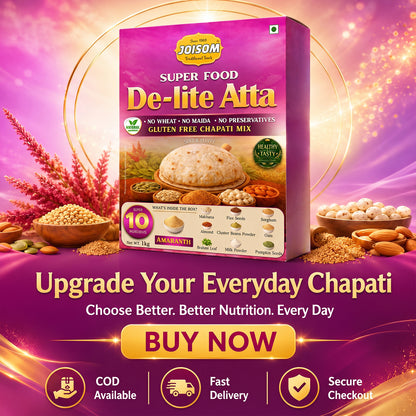 Joisom De-Lite Atta — Feel Light Every Day | Rajgiri Multigrain Flour for Fitness & Diet-Conscious