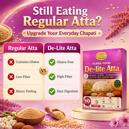 Joisom De-Lite Atta — Feel Light Every Day | Rajgiri Multigrain Flour for Fitness & Diet-Conscious