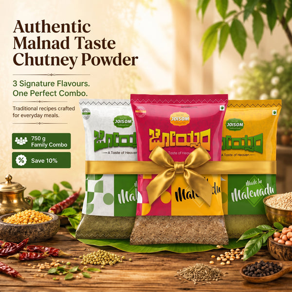 Chutney Powder Family Combo (750 g) | 3 Traditional Malnad Flavours | Seeds & Nuts, Flax Seeds & Moringa & Palak & Chia Seeds