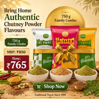 Chutney Powder Family Combo (750 g) | 3 Traditional Malnad Flavours | Seeds & Nuts, Flax Seeds & Moringa & Palak & Chia Seeds
