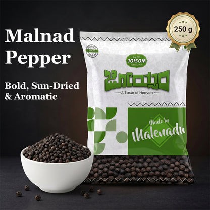 Malnad Pepper (250 g)  — Bold, Sun-Dried Peppercorns from the Western Ghats