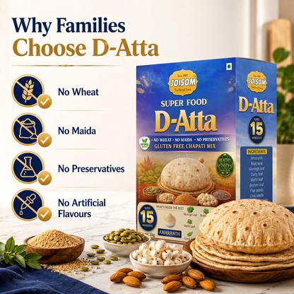 Joisom D-Atta — Wheat-Free Rajgiri Chapati Flour for Diabetics & Blood Sugar Control | 15 Superfoods