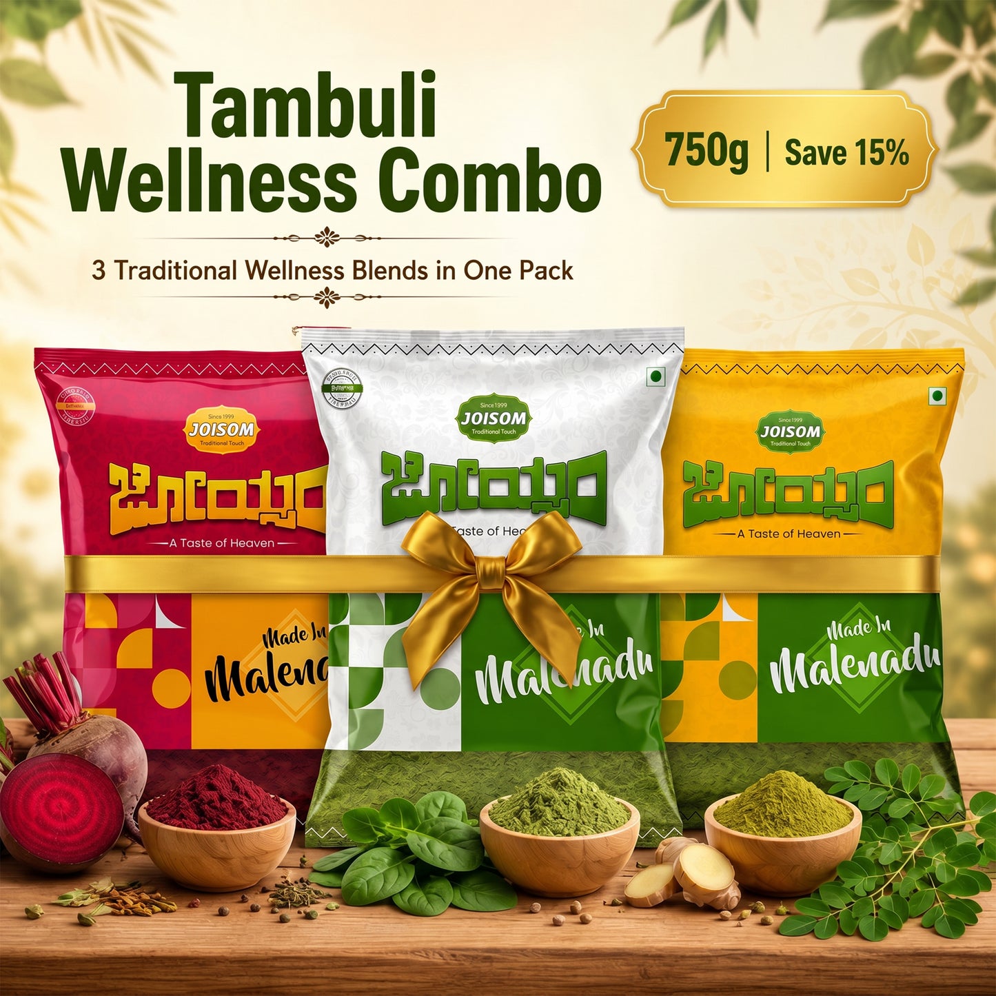 Tambuli Wellness Combo (750g) – Beetroot & Seeds, Moringa & Ginger & Palak & Methi