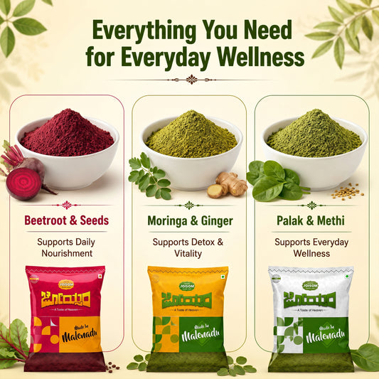 Tambuli Wellness Combo (750g) – Beetroot & Seeds, Moringa & Ginger & Palak & Methi