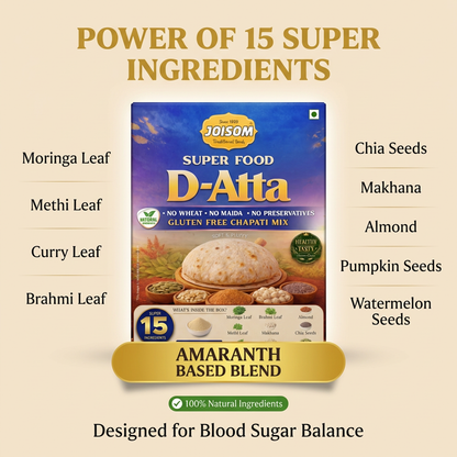 joisom d atta ingredients list with amaranth moringa chia seeds makhana for diabetes friendly diet