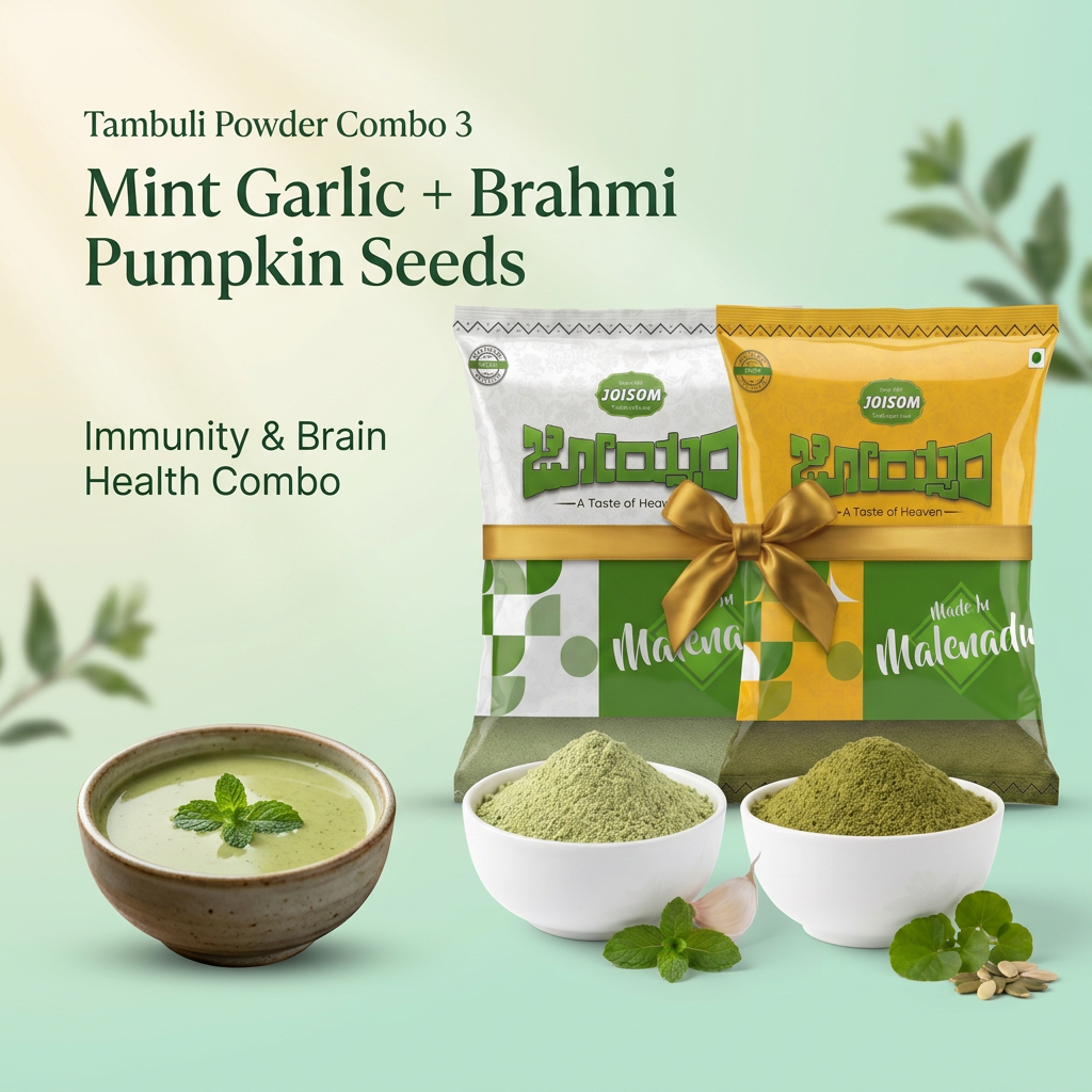 Amaranth Mint Garlic + Brahmi Pumpkin Seeds Thambuli Powder Combom | (200g Each, Pack of 2)