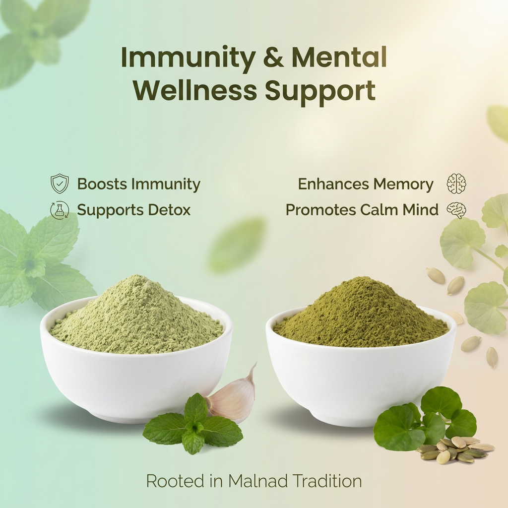 Amaranth Mint Garlic + Brahmi Pumpkin Seeds Thambuli Powder Combom | (200g Each, Pack of 2)