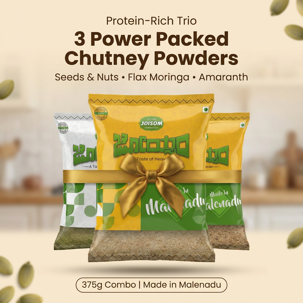Amaranth Seeds Nuts + Flax Moringa + Amaranth Chutney Powder Combo | Joisom | 3 Pack (375g)