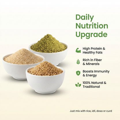 Amaranth Seeds Nuts + Flax Moringa + Amaranth Chutney Powder Combo | Joisom | 3 Pack (375g)