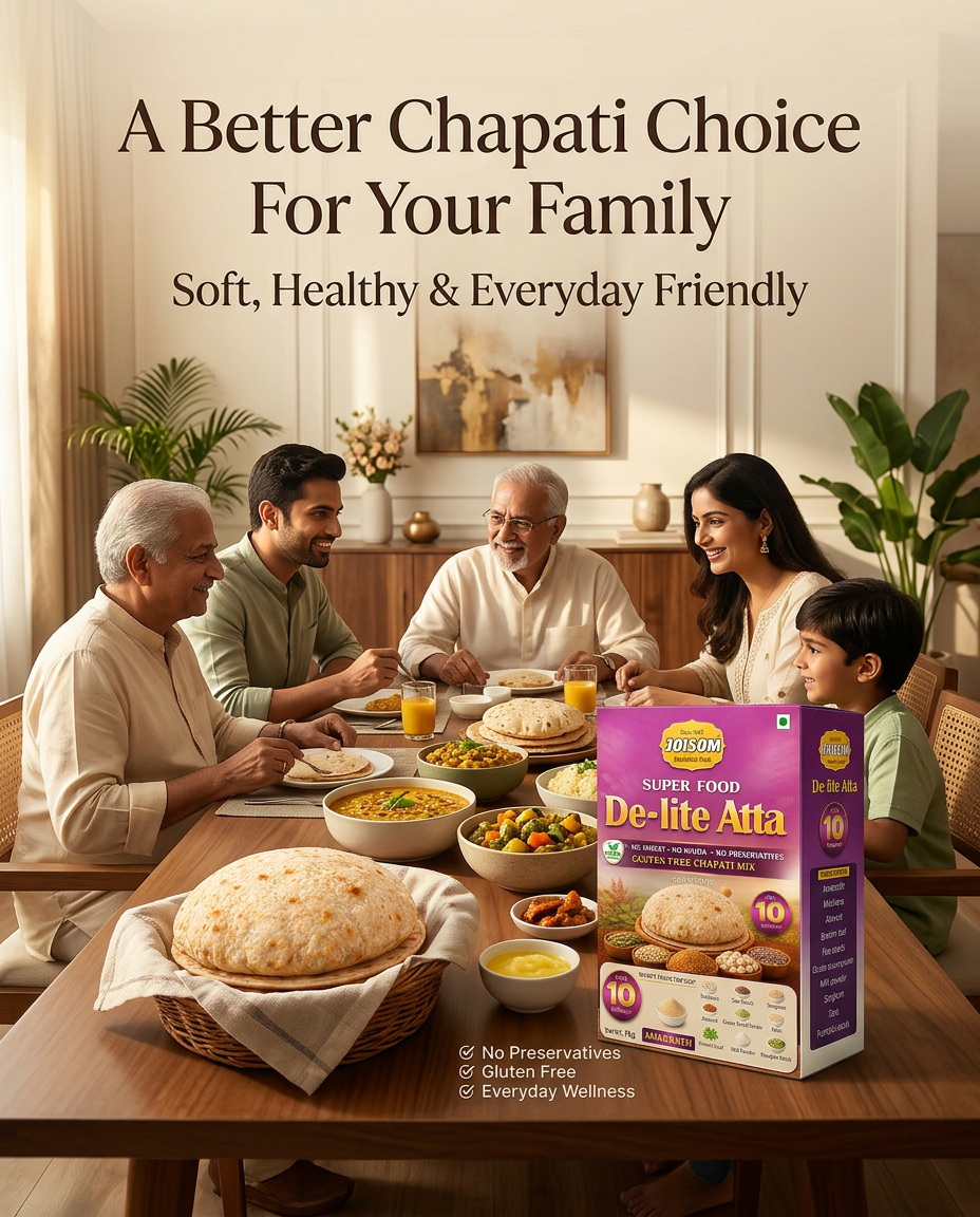 De-Lite Atta | Amaranth-Based Multigrain Flour for Everyday Family Nutrition | Joisom | 1 kg
