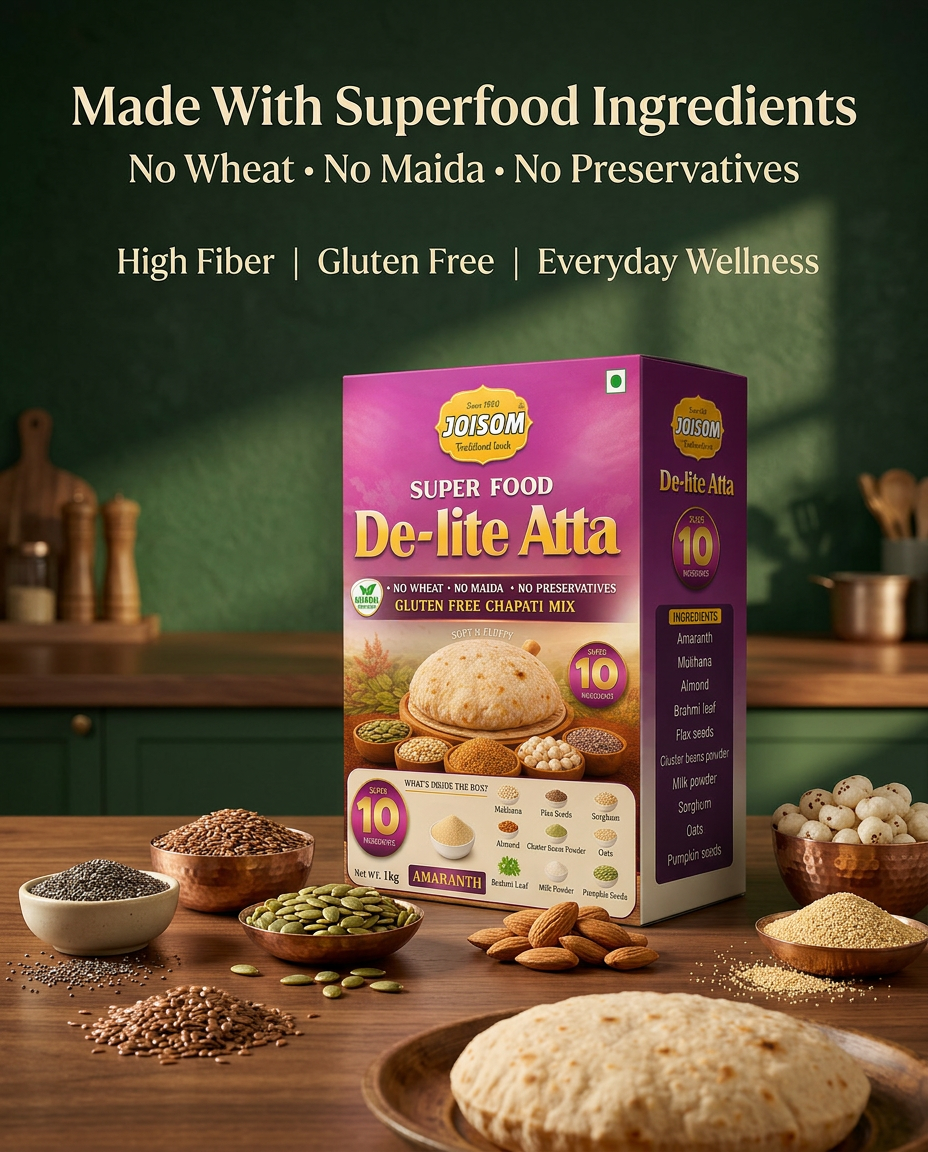 De-Lite Atta | Amaranth-Based Multigrain Flour for Everyday Family Nutrition | Joisom | 1 kg