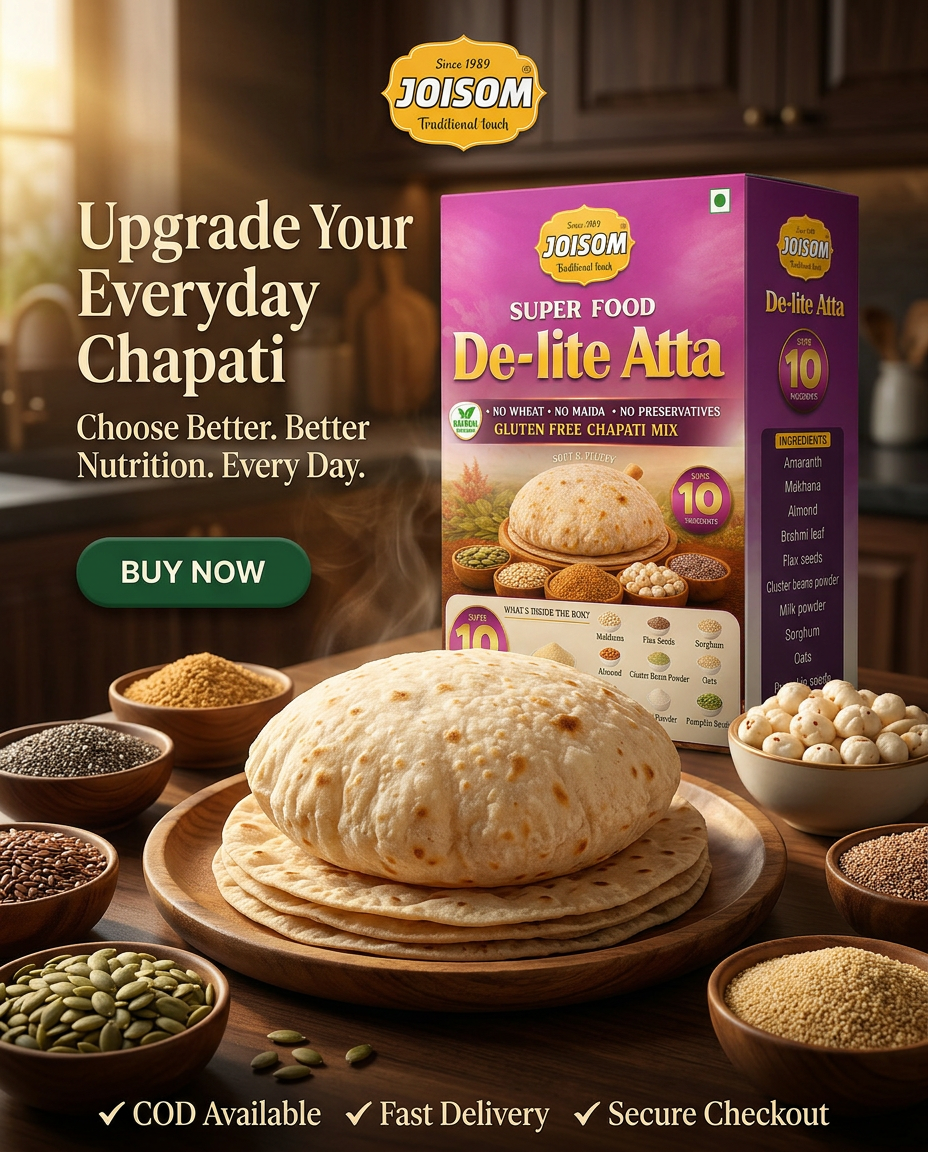 De-Lite Atta | Amaranth-Based Multigrain Flour for Everyday Family Nutrition | Joisom | 1 kg